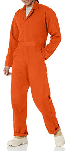 Red Kap Combinaison en coton à boutons-pression pour homme, Orange, 42 Long
