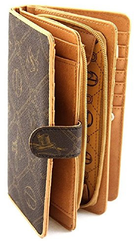 RG# 178 Giulia Pieralli Damen Glamour Geldbeutel Geldbörse Portemonnaie XXL Kunstleder, Braun, gross