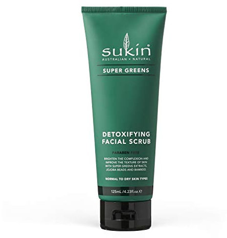 Sukin Super Greens Face Scrub 200g - with Kale, Spirulina & Pineapple; cruelty free & vegan friendly -polishes leaving the skin smooth and free of impurities.