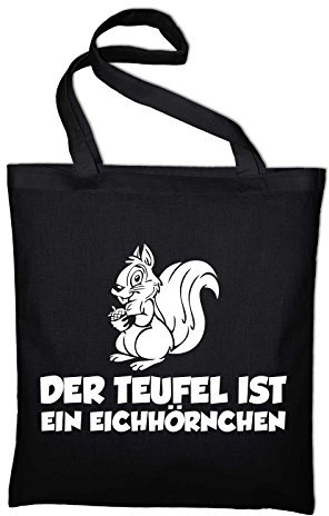 STYLETEX23 Der Teufel ist ein Eichhörnchen Fun Jutebeutel Baumwolltasche, schwarz