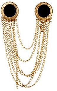 Broche pour homme - Rond en émail - Avec chaîne dorée - Pour manteau, costume, cadeau de mariage, fête, col de chemise, accessoire, Émail