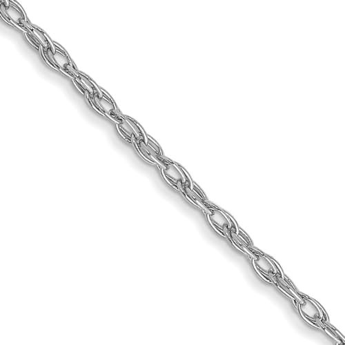 JewelryWeb 14ct White Gold 1.35mm Carded Cable Rope Chain Necklace 46 Centimeters Chain Necklace for Women and Men