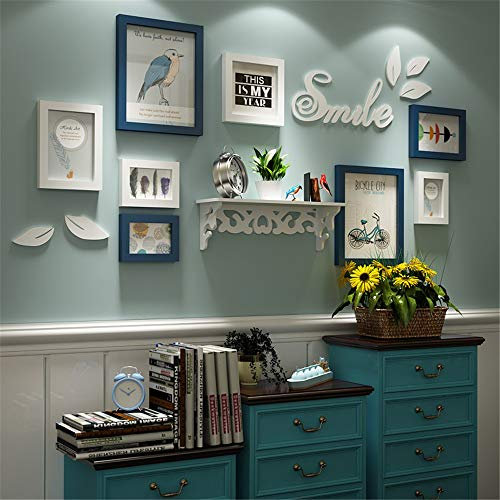 Lizp Massivholz Creative Bilderrahmen Wand Fotorahmen Wandgalerie Modern Einfach Fotorahmen Collage Weiß Blau Rahmen Wand Fotorahmenwand Für Zuhause Büro Hotel Hirtenstil
