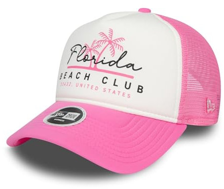 New Era Florida Beach Club Basecap Trucker Kappe Snapback Frau Mädchen gebogener Schirm Mesh pink weiß - One-Size
