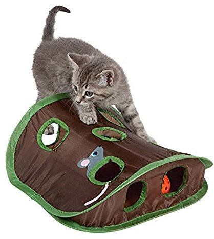 Easy-topbuy Interaktives Katzenzelt Mit Mäusen Und Ball, 9 Löchern Tunnel Katzenspielzeug Aufklappbares Katzen-Intelligenz-Lernzelt, Um Die Geistige Und Körperliche Gesundheit Ihrer Katze Zu Erhalten