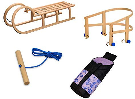 Colint Hörnerschlitten 110 cm Holzschlitten Schlitten Holz Rodel Hörner HCL (XXL Set 110)