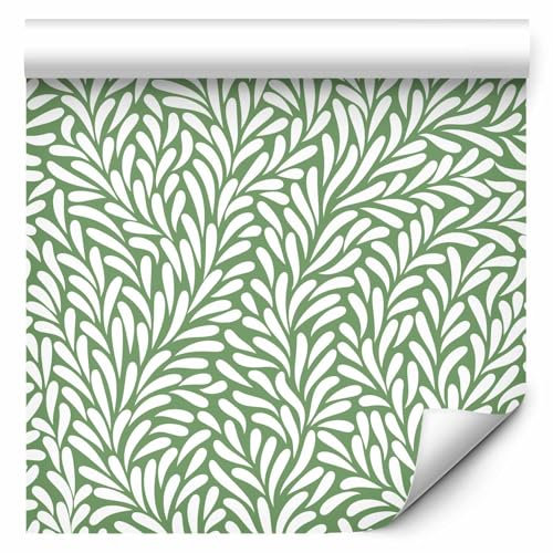murando Tapete selbstklebend 10m Wandtattoo dekorative Möbelfolie Dekorfolie Fotofolie Panel Wandaufkleber Wandposter Wandsticker - Blätter grün weiß f-A-0844-j-a