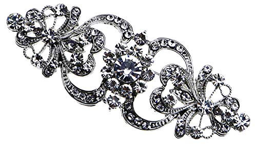 Create idea Broche Femme 3.15 Grande Fleur en Argent Cristal Brillant Diamante Vintage Remplacement
