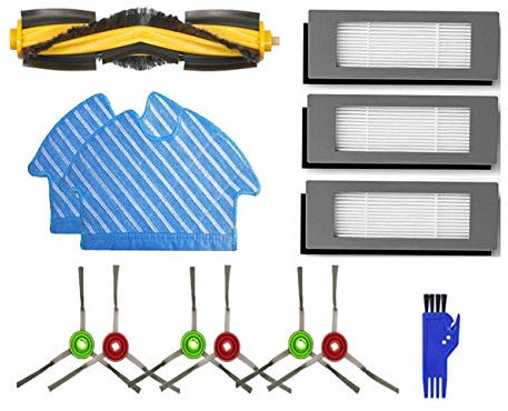 MTKD® Kit Seitenbürsten, HEPA-Filter und Vakuum Schwammfilter Ecovacs Deebot OZMO 900 - Packung mit 16 Stück.