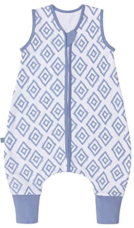 emma & noah Baby Schlafsack mit Füßen 2.5 TOG, Strampelsack für den Herbst und Winter, Bio-Baumwolle, Oeko-TEX Zertifiziert, Kuscheliger Schlafsack für Neugeborere (Rauten Blau, 70 cm)