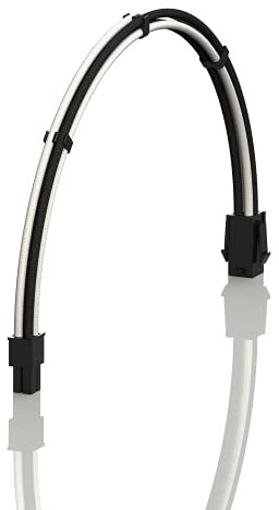 LINKUP - AVA 50cm 4-Broches CPU ATX Carte Mère Alimentation PSU Câble d'Extension Tressé Manchon Personnalisé Mod PC avec Peignes | Pack Unique | 500mm - Blanc Noir