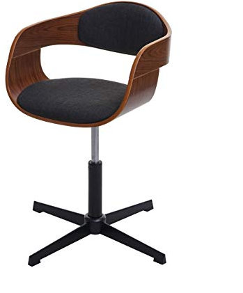 Mendler Bürostuhl HWC-H46, Schreibtischstuhl, höhenverstellbar Drehmechanismus Bugholz FSC® - Walnuss-Optik, Stoff dunkelgrau