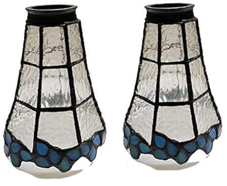 HUIMEIJU Tiffany Lámpara de ventilador, 2 pantallas de lámpara de pared de vidrio manchado, una sola pantalla de lámparaLámpara de ventilador de vidrio manchado