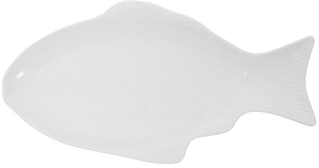 DOITOOL Fish Plate White Ceramic Serving Platter Fish Shaped Serving Dish Appetizer Serving Tray Platter Food Tray Party Platter for Fruit Cheese (13L x 7.3W)