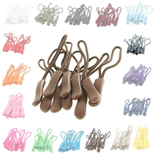 10 Zipper-Schlaufen 70 Farben Reißverschluss-Anhänger Reißverschluss-Verlängerung Pull Anhänger, Farbe:braunbeige