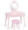 COSTWAY Kinder Schminktisch, 2 in 1 Make-up Tisch & Schreibtisch mit abnehmbarem Spiegel & Hocker, Frisiertisch mit Schublade & Kiefernbeinen, Kosmetiktisch bis 65kg belastbar, 70 x 34 x 100cm (Rosa)
