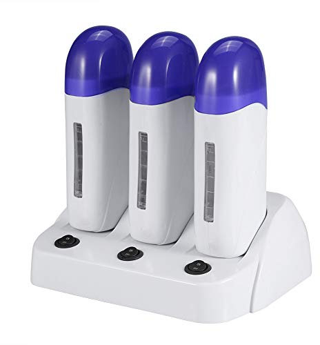 Waxing Kit, Electric Wax Heater Waxing Warmer Machine, Wax Depilatory Roller Warmer Heater Waxing with Pedestal, Painless Flawless Professional Hair Removal Machine for Women Men 220‑240V (03#)