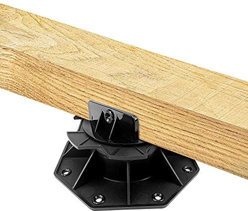 LZQ Soporte de pie ajustable para terrazas, 20 unidades, 60-140 mm, para subestructura de tablones de terraza, placas de terraza, madera y plástico