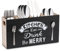 JAZUIHA Cutlery Basket Table, 4 Compartments Wooden Cutlery Holder, Cutlery Organiser Cutlery Box Cutlery Tray Utensil Holder, Cutlery Stand for Worktop, Kitchen Table, Cabinet, Kitchen, Party, Black