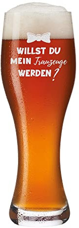 polar-effekt Leonardo Weizenbierglas 500 ml mit Motiv Gravur - Weizenglas für Trauzeugen - Hochzeit, Trauung - kühles Bier, Pils - originelle Geschenkidee für Männer - Motiv Trauzeuge Werden