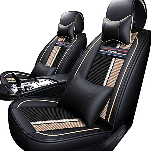 Muchkey Sitzbezug Auto Vordersitze für Toyota Verso Wasserdichtes Kunstleder Auto Sitzschutz Komplettset Kompatibel Mit Airbag,schwarz-Beige