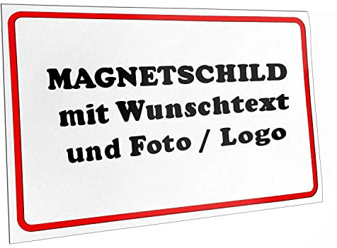 Kiwistar Magnetschild - mit Wunschtext und Foto individuell bedruckt - Werbung für Firma Büro personalisiert für Auto, KfZ LKW (weiß, 60x10 cm)