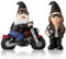2 Pcs Biker Gnomes Coffee Riding Motorcycle Christmas Swedish Tomte Gnomes Resin Figurines Tiered Tray Collectible Tabletop Decor for Home Farmhouse Office Decor (Biker Gnome)