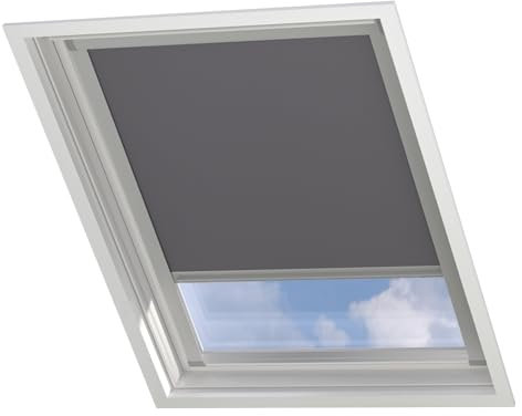 Radeco® Dachfenster verdunkelungsrollo für Velux C02 hellgrau mit Führungsschiene, Rollo für dachfenster, velux dachfenster Rollo, velux verdunkelungsrollo, verdunkelungsrollo dachfenster