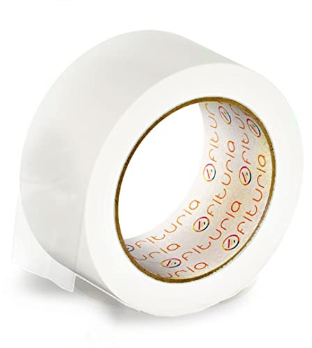 OFITURIA Nastro Adesivo, Colore Bianco, Nastro per Imballaggio e Organizzazione di Scatole e Spedizioni, Sigillo di Vari Colori Vivaci 66 mt x 48 mm (1 unità - Bianco)