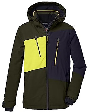 killtec Jungen Skijacke/Funktionsjacke mit abnehmbarer Kapuze und Schneefang, wasserdicht KSW 174 BYS SKI JCKT, dunkeloliv, 164, 39896-000