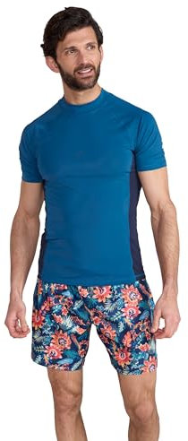 Mountain Warehouse Mens UV Rash Vest - Lightweight, Quick Drying & Stretchy T-Shirt with UPF 50+ & Flat Seams - for Spring Summer, Beach, Swimming & Water Sports Indigo L