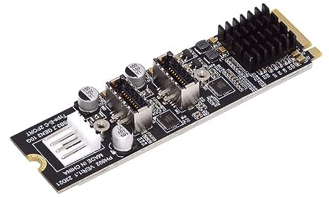 NFHK USB 3.1 Express Card Adapter, NF-EP-020, Branded Converter for Motherboard NVME M-Key to Dual Type-E USB 3.1 Front Panel Header, for Laptop & Personal Computer