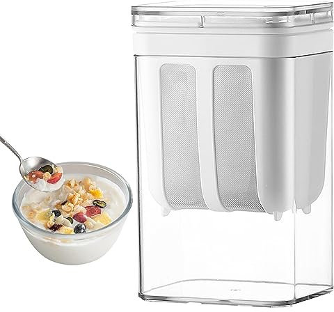 Tacery Joghurt-Sieb, Joghurt-Sieb-Maker mit feinem Netz, Joghurt-Filtermaschine für hausgemachten dicken Joghurt, 1100 ml Edelstahl-Molke-Separator-Milchfilter für die Küche zu Hause