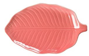 OQHAIR Frutero con Forma de Hoja, Platos de cerámica, Color Rosa y Verde, Bandeja para Tartas de Sushi, Bandeja de Postre, Platos de Fruta, decoración de vajilla, Plato de Frutas (Color n