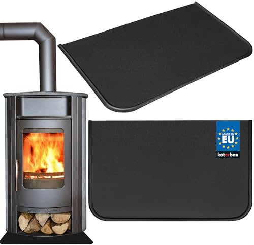 KOTARBAU® Kamin Bodenplatte 30 x 50 cm aus Pulverbeschichtung Stahl Schwarz Bodenblech Ascheblech Kaminbodenplatte Kaminplatte Schmutzblech Bodenschutz für Feuerstellen Ofenblech Funkenschutzplatte