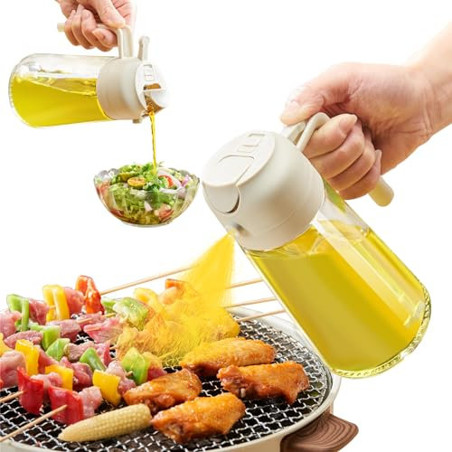 ParaCity Ölsprüher für Die Küche, 500 ml Öl Sprühflasche, 2 in1 Oil Sprayer Können Ölspray und Gießen zum Kochen, Küche, Grillen, Heißluftfritteuse, Salat, Backen (Weiß)
