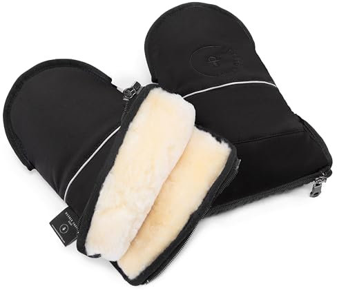Lammfell Handwärmer von WERNER CHRIST BABY – GLOVY ICONIC LINE Handschuhe sind der ideale Kinderwagen-Muff aus medizinischem Fell, warmer wasserabweisender Handmuff, in schwarz
