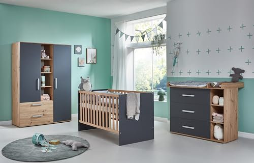 Arthur Berndt Babymöbel Set Alessio 3-TLG. Kleiderschrank Babybett Wickelkommode