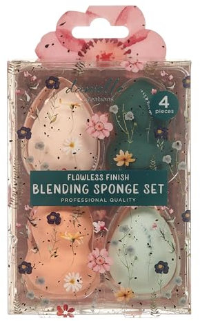 Make-up Blending Schwamm Set mit 4 Beauty Accessoires - Grün & Orange