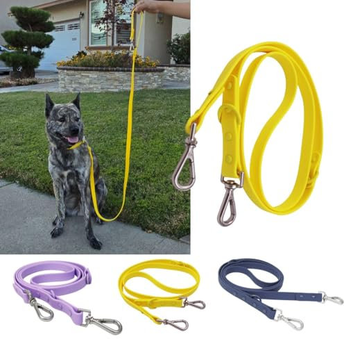 Bee N Buu Biothane Hundeleine, 1,5 - 1,8 m, Silikon, wasserdicht, stark beschichtetes Nylongewebe, leicht zu reinigen und geruchsresistent, Haustier-Leine mit 2 Haken, verstellbare Verkehrsleine für