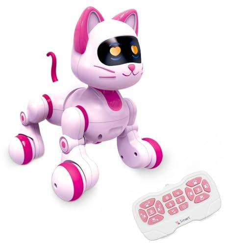 fisca Ferngesteuerte Roboter Katze Spielzeug für Kinder - RC Stunt Katze Roboter mit Singen, Tanzen, Sprechen, intelligentes programmierbares interaktives Katzenspielzeug für Kinder von 3-12 Jahren