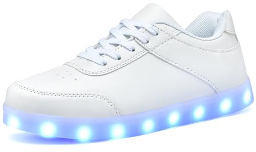 JEVRITE Uni Leuchtende Schuhe, LED-Schuhe, USB-Aufladung, High-Top, für Damen und Herren, Sneaker, Paarschuhe, Dbwhite, 12 Women/9 Men