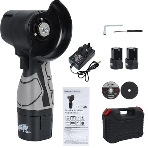 Mini Brush Angle Grinder Kit, 28000rpm Cordless Electric Angle Grinding Tool with 1pcs 16.8V 1500mAh Batteries and 2-Cutting Discs, Grinder Handheld Cutter for Metal Wood