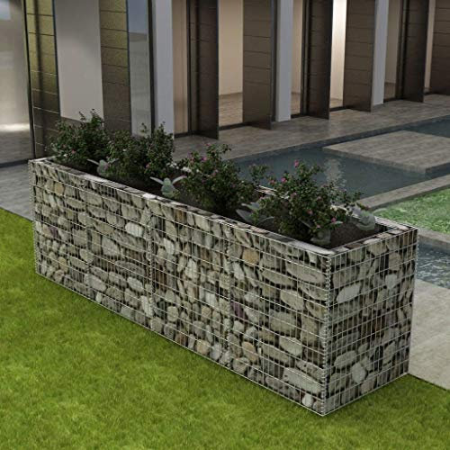 heybb Lit surélevé à gabion Acier 360x90x100 cm,Bordure Pierre,Kit Gabion,Gabion Jardiniere