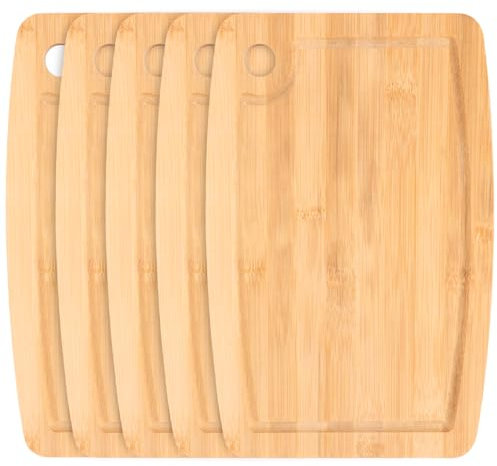 GBACHOOSE 5er Set Schneidebrett Holz 28x18x1CM, Holzbrettchen, Frühstücksbrettchen Schneidebrett Brett für Brot Fleisch Gemüse
