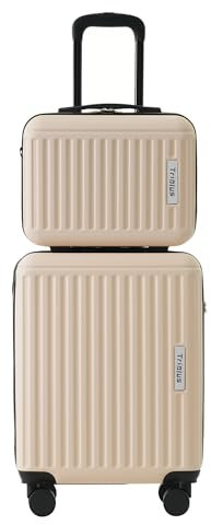 YESGIGA Hartschalen-Koffer, Rollkoffer, Reisekoffer, Handgepäck 4 Rollen, ABS-Material, TSA Zollschloss, Mit Expansionsschicht (Beige, 20 Zoll)