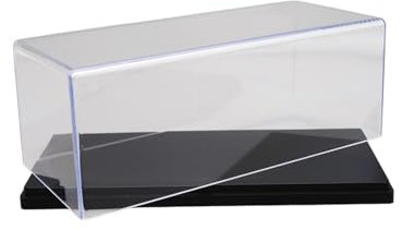perfk Klare Vitrine aus Acryl, Schutzaufbewahrung für Modellautos im Maßstab 1:43, transparent, Sammlervitrine, Arbeitsplattenbox für Figuren, Schwarz 16.3x7.3x8.5cm