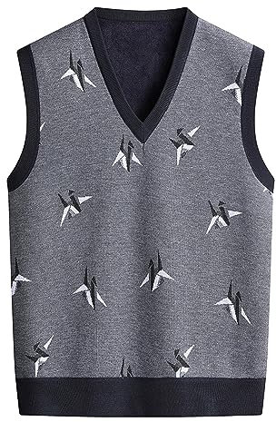 Mens Plain V-Neck Sleeveless Knitted Vest Men's V-Neck Waistcoat Casual Business Knitted Tank Tops Waistcoat Jumper Business Pullovers