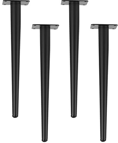 Lot de 4 pieds de table en métal noir de 50 cm en forme de cône pour remplacement de chaises de table et autres meubles
