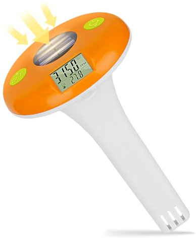 UIUZMAR Testeur de Sel pour Piscine Thermomètre et Salinomètre Flottant pour Piscine au Sel Testeur de Salinité et de Température à Énergie Solaire pour Piscine, Spa, Étangs